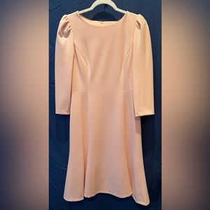 DKNY A-line Pink 3/4 Length Sleeve Fully Lined Ruffled Sleeve Casual Dress